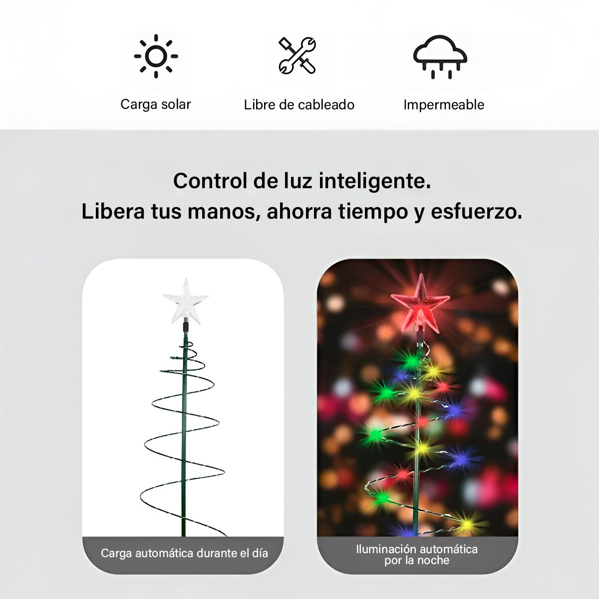 Árbol de Navidad para exterior con luz solar