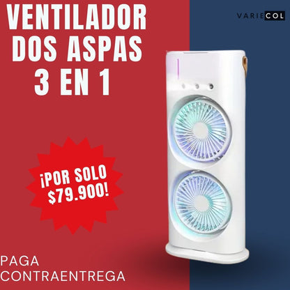 PRACTICO VENTILADOR DOBLE CABEZAL GIRATORIO