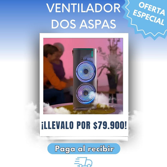 PRACTICO VENTILADOR DOBLE CABEZAL GIRATORIO