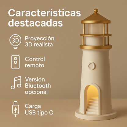 Lámpara Faro Proyector Lunar LED con Control Remoto.