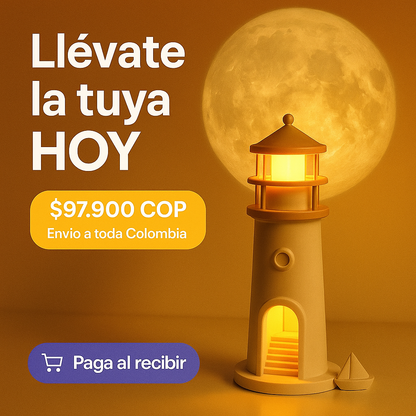 Lámpara Faro Proyector Lunar LED con Control Remoto.