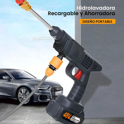 Hidrolavadora Portátil Inalámbrica 48V 2 Baterías – Boquilla 6 en 1 Incorporada