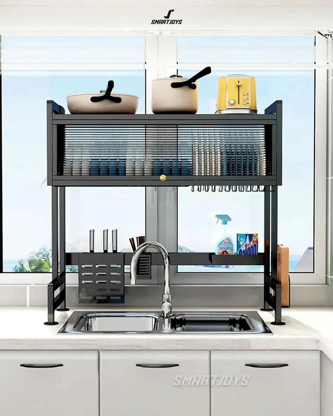 Organizador Escurridor de Platos Multifuncional - Estante de Cocina Todo en Uno