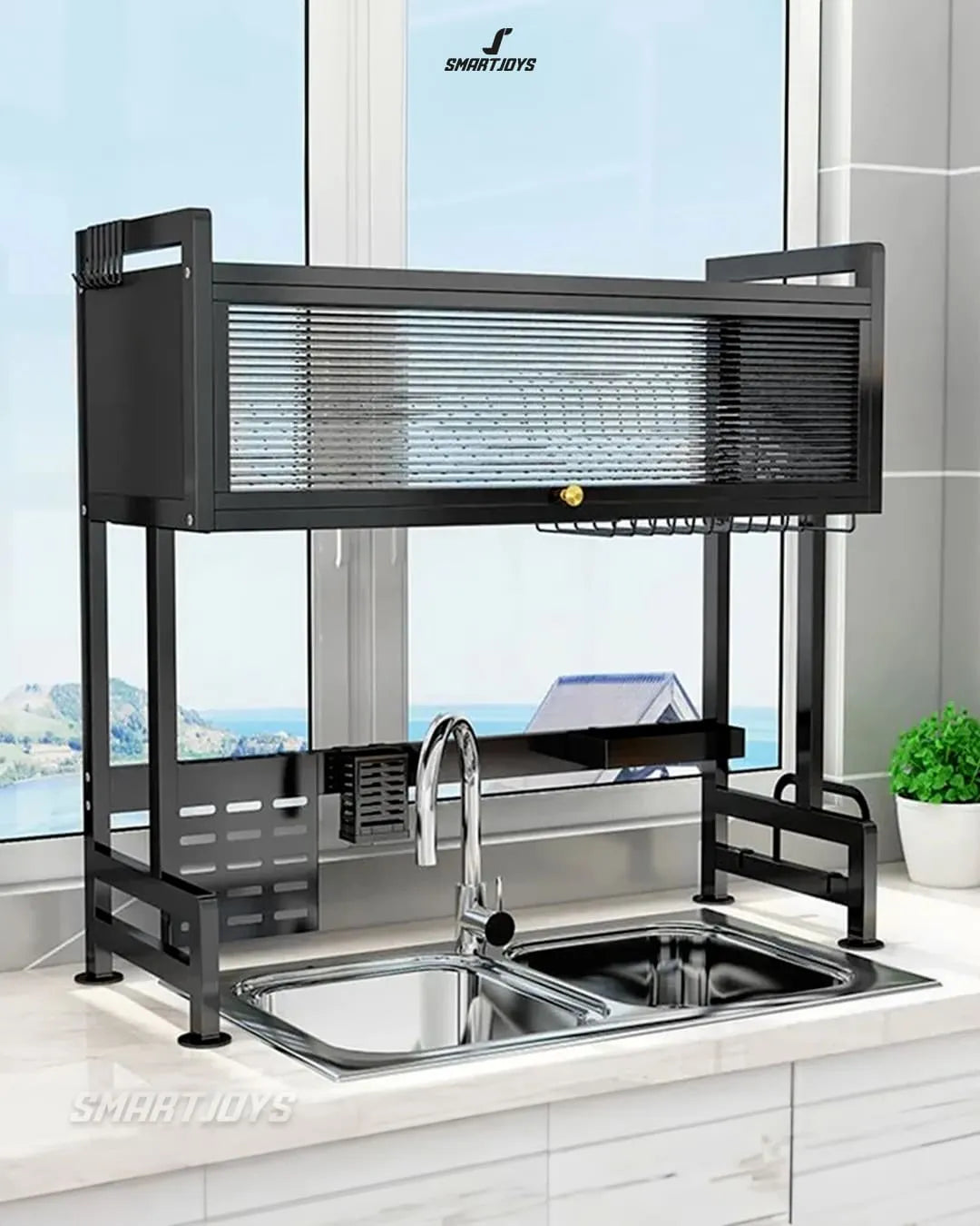 Organizador Escurridor de Platos Multifuncional - Estante de Cocina Todo en Uno